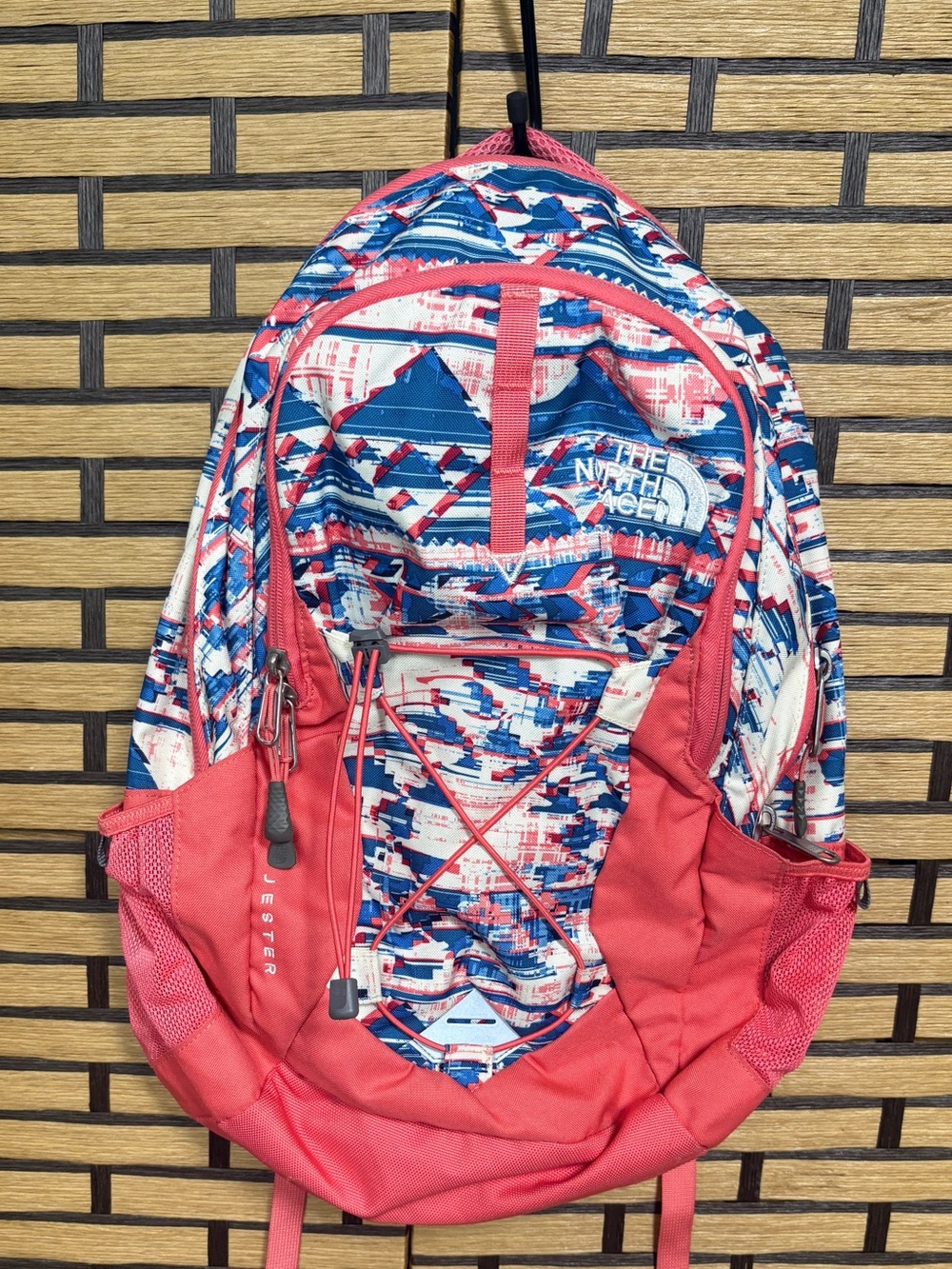 The North Face Coral And Blue Jester Backpack